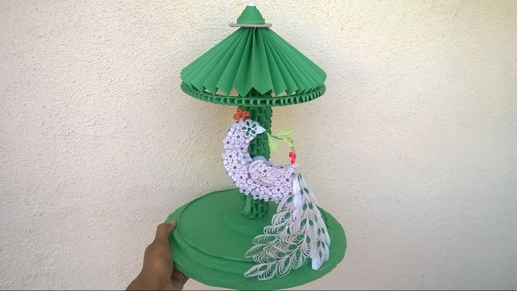 How to make peacock with paper quilling || 3d origami Showpiece