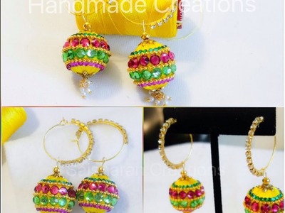 How To Make Silk Thread Earrings Hoops||Designer Silk Thread Earrings||Ring model earrings