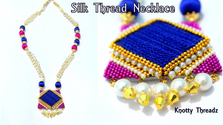 How to make Silk Thread Long Necklace with Crocheted Pendant at Home | Tutorial
