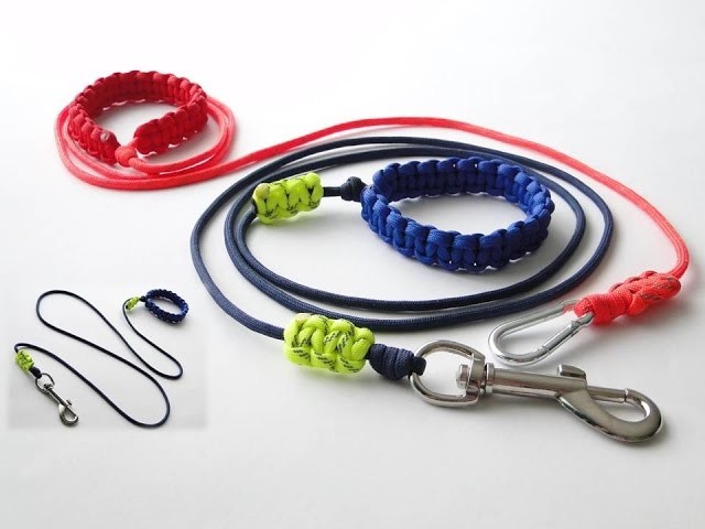 How to Make the Simplest Paracord Dog Leash-Adjustable Handle.Bracelet-Sliding Reflective Markers.