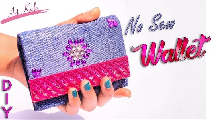 How to make wallet for girls | Old waste jeans.denim | Jeans PURSE NO SEW Tutorial | Artkala 157