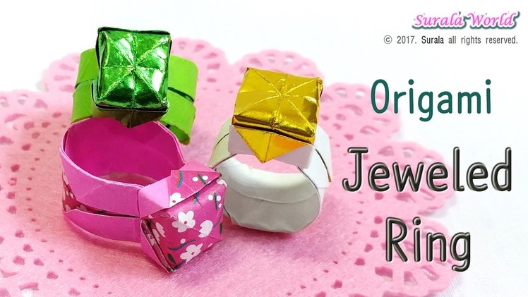 Origami - Jeweled Ring (How to make a paper ring)