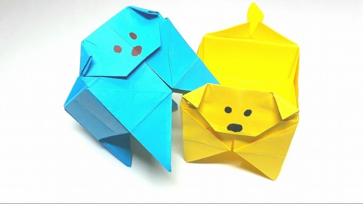 Origami Tutorial - How to fold an Easy paper Origami Box shaped Dog