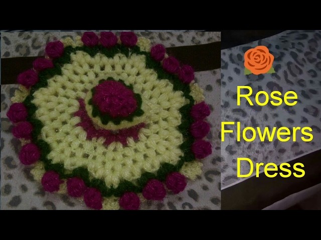 |Part-1.2;| How to make| Crochet| Puff Stitch| Rose| flowers| Dress| Poshak| of| Bal gopal| Kanha ji