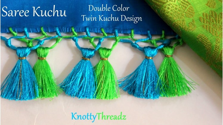 Saree Kuchu | How to make Double Color Twin Kuchu Design at Home | Indian Saree | Tutorial |