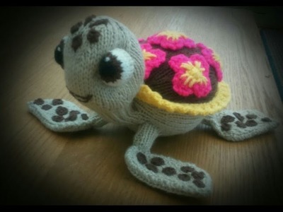 Squirt the Turtle Knitting Pattern for a soft toy - stash busting knitting pattern