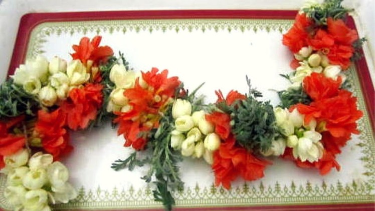 Tri Colour Flowers Garland || How to Tie fresh Flowers garland || Jasmine Garland