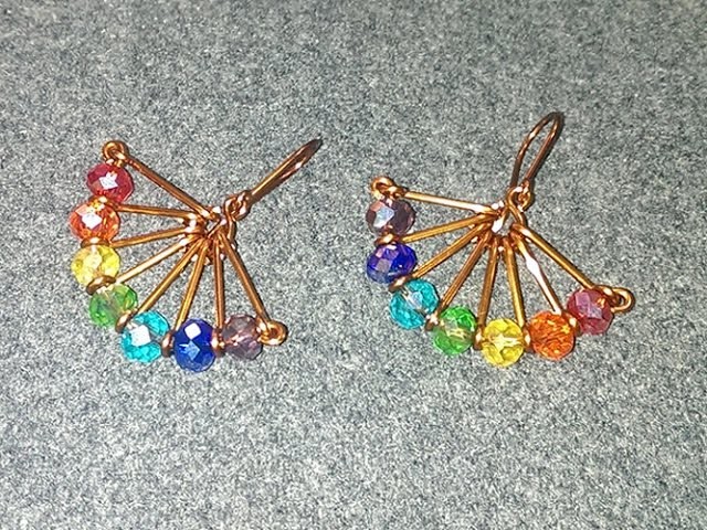 Wire fan earrings - How to make wire jewelery 238