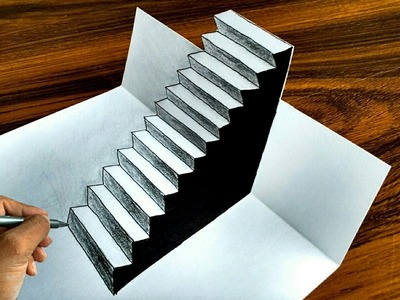 3D Stairs - How To Draw Easy 3D Stairs Optical Illusion
