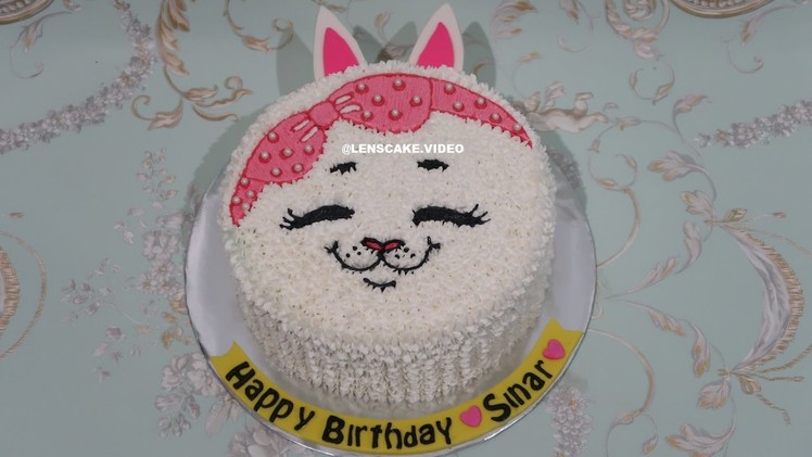 CAT CAKE TUTORIAL EASY - HOW TO MAKE BIRTHDAY CAKE! CARA MEMBUAT KUE ULANG TAHUN