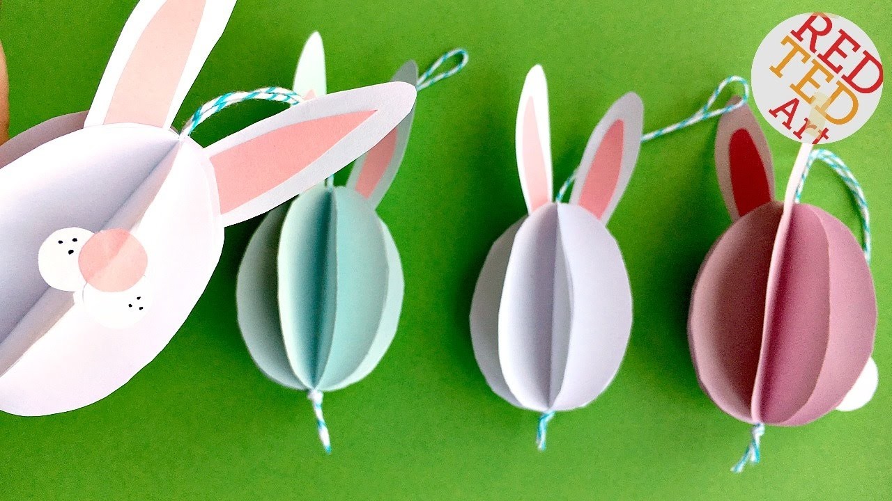 Easy Paper Bunny Ornament DIY Easy Paper Baubles DIYs for Easter Decor