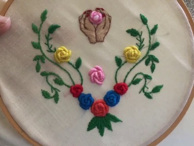 Hand Embroidery easy stitch how to make Rose flower with Bullion knot stitch