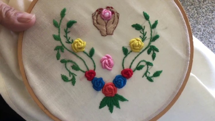 Hand Embroidery easy stitch how to make Rose flower with Bullion knot stitch
