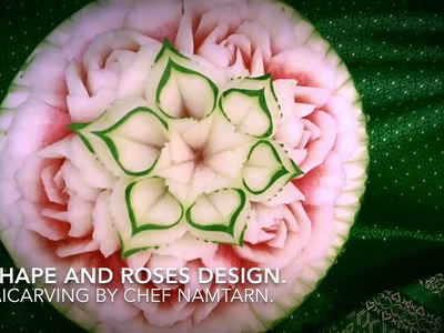 How to carving V shape and roses design | By Chef NAMTARN.