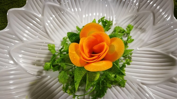 How to design cucumber & carrot in to flower   vegetable carving