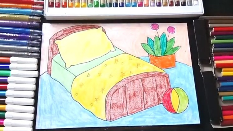 How to draw a bed room for kids coloring a bed room for kids