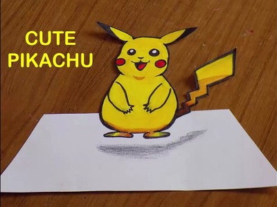 How to draw easy 3D Pikachu. Pikachu drawing