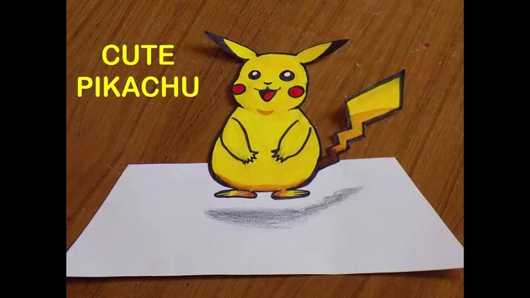 How to draw easy 3D Pikachu. Pikachu drawing