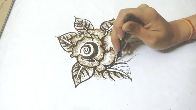 How to draw Rose flower Mehndi Design.Rashmi Crafteria.