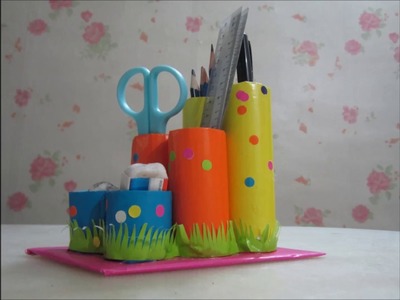 How to make a pencil holder out of a toilet paper roll -Back to school