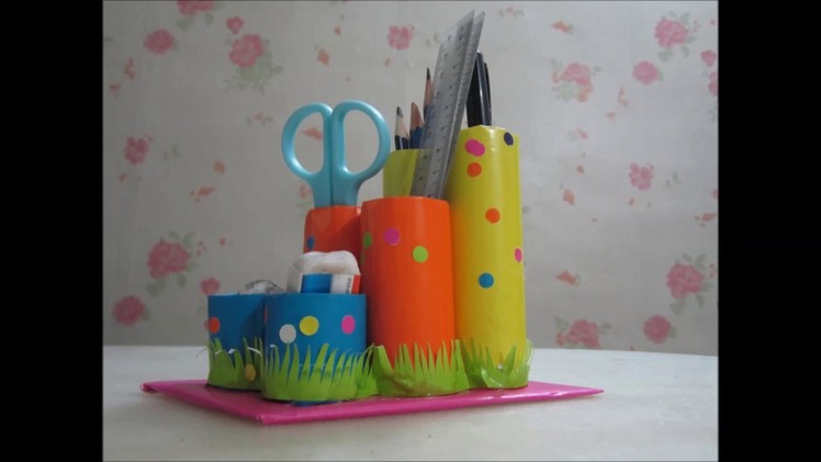 How to make a pencil holder out of a toilet paper roll -Back to school