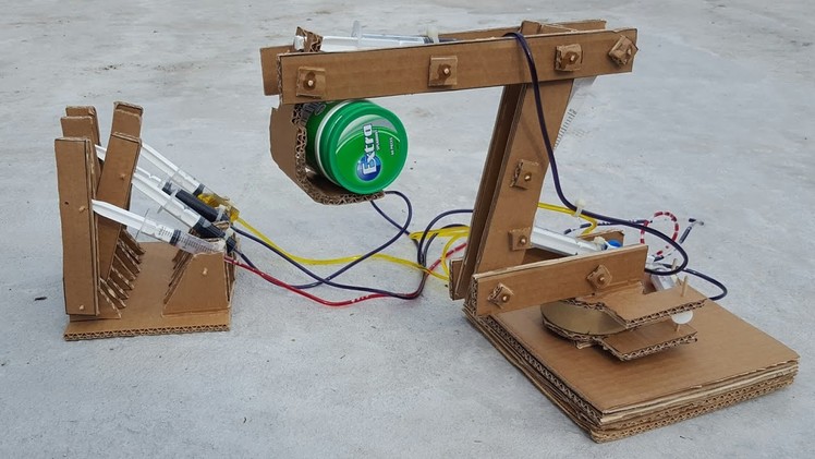 How To Make A Syringe Operated Hydraulic Excavator from Cardboard