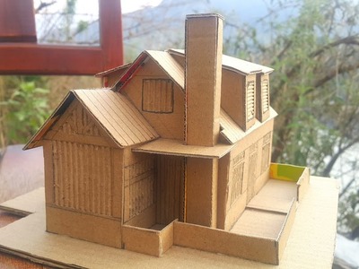 How to make beautiful house from cardboard at home. . You will be suprised from work