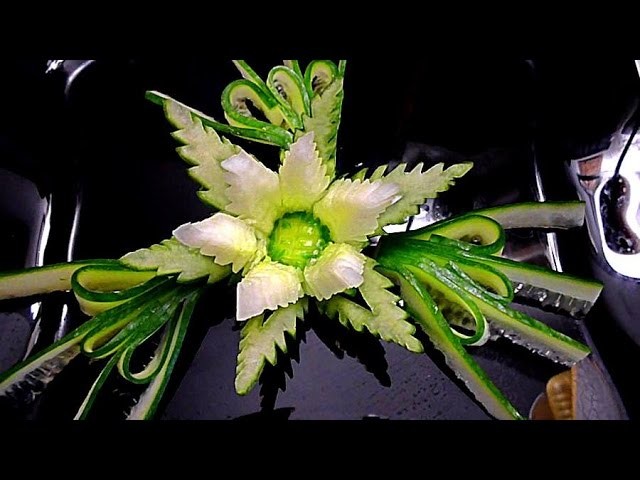 HOW TO MAKE CUCUMBER FLOWER - GARNISH DESIGN & VEGETABLE CARVING - HOW TO CUT CUCUMBER