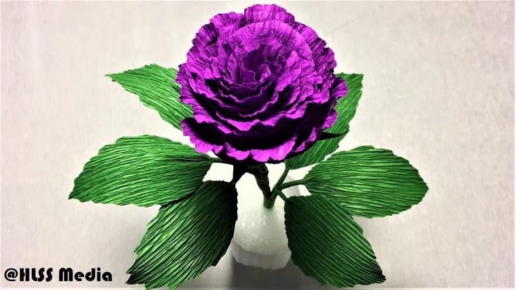 How to make easy origami purple rose paper flower step by step-diy crepe paper flower making easy