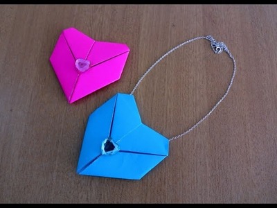 How to make Heart Necklace very easily ~ Paper Heart Pendant ~ Step by Step Instructions ~ DIY . 
