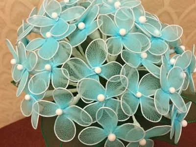 How to make nylon stocking flowers- Hydrangea