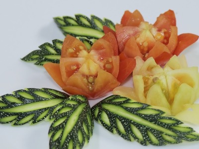 How To Make Tomato Flower Carving Garnish - Fruit & Vegetable Carving Designs