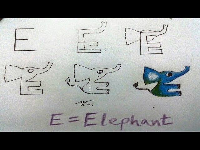 Learn How To Draw Animals With Letter "E"- Draw 5 Animals With Letter "E" - Learn To Draw Animals