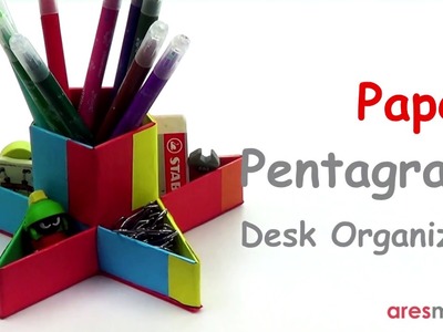 Paper Regular Pentagram Star Pen Holder and Desk Organizer
