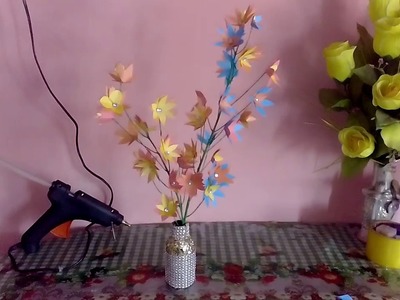 ফুল গাছ ও ফুলদানি তৈরী.Paper Flower stick and flower vase