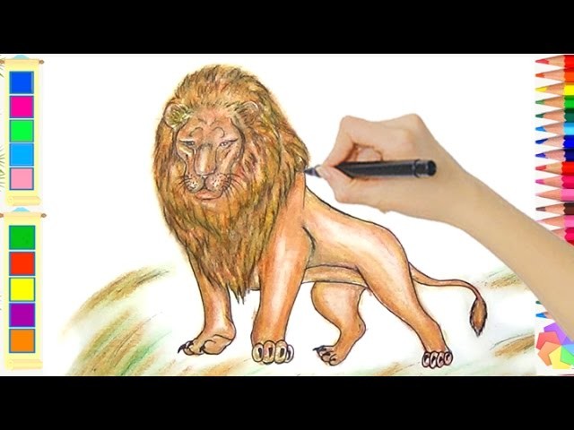 Vẽ Con Sư Tử 3D - Cách Vẽ Con Vật - Vẽ Tranh Thiếu Nhi - Lamdepchobe TV