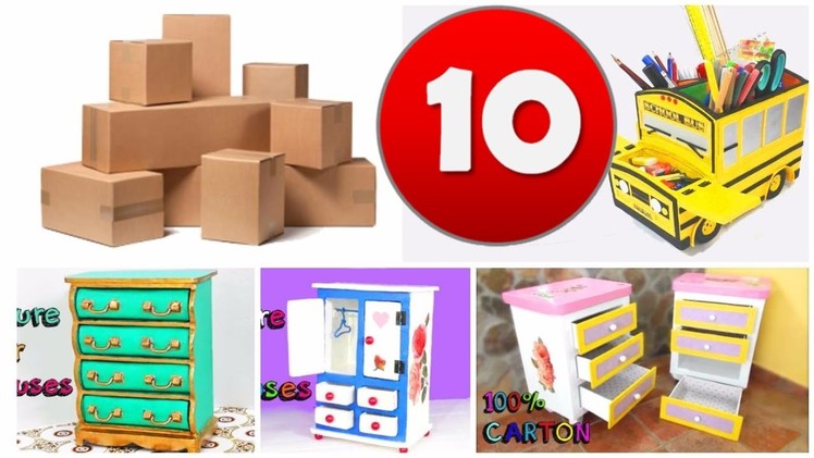 10 awesome crafts with carton boxes   simple compilation  DIY