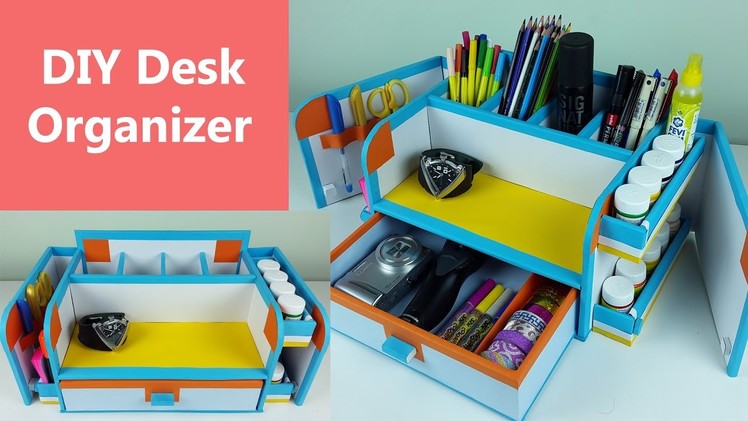 A stylish and compact DIY desk organizer. drawer organizer out of cardboard.