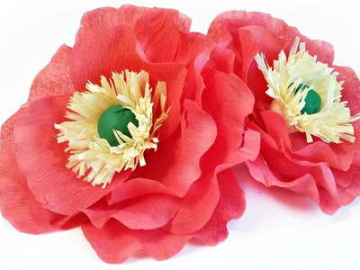 Crepe Paper flowers Icelandic Poppies tutorial easy making for kids Tissue paper poppy flower