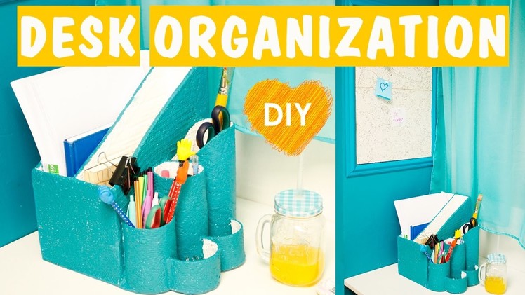 Desk organization DIY | DIY Pin Board + Organizer for papers and pens