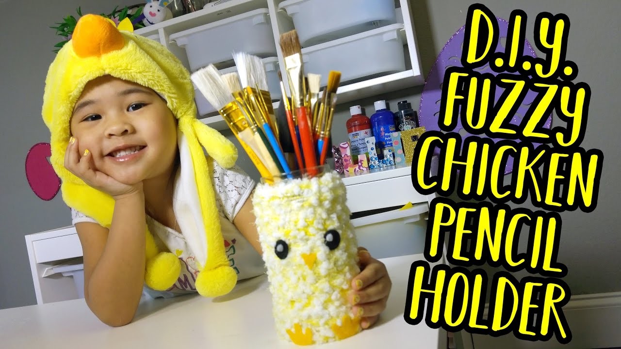 DIY Fuzzy Chicken Pencil Holder | Pencil Jar Crafts for Kids | Easy Spring Themed Pen Holder DIY