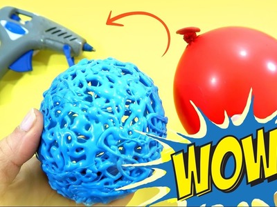 DIY Hot glue balls made with balloons. Easy crafts. Hacks