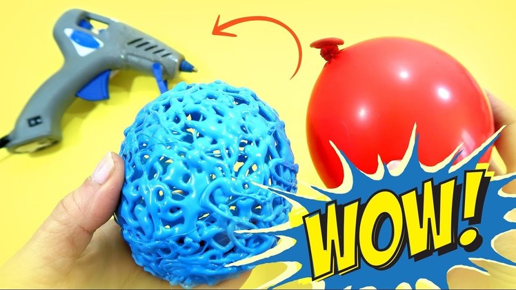DIY Hot glue balls made with balloons. Easy crafts. Hacks