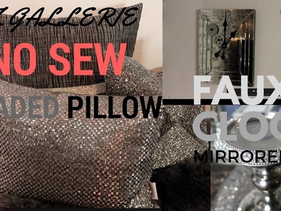 DIY NO SEW! ZGallerie Beaded"BLINGED OUT" Pillow & Faux Mirrored Clock Inexpensive