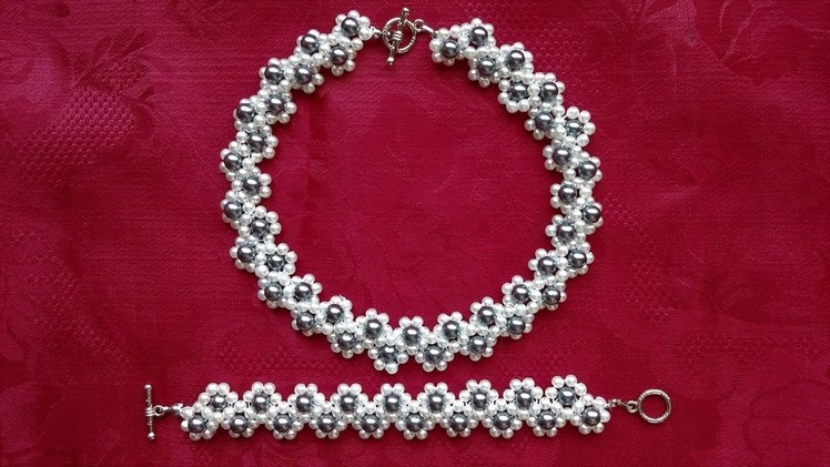 DIY pearl jewelry set. Jewely beading pattern -Ideas for Beginners
