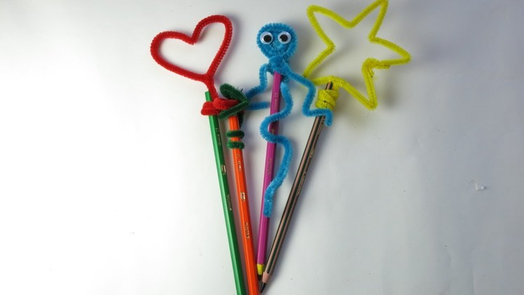 DIY Pipe Cleaner Pencil Toppers. Easy Crafts for Kids.