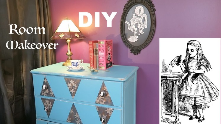 DIY room makeover Alice in Wonderland inspired