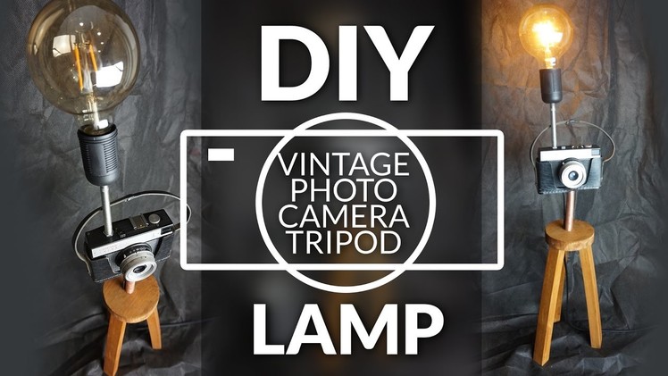DIY vintage photo camera tripod lamp