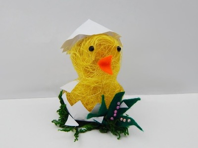 Easter decoration sisal chick in an egg DIY Easter deco chicken papercraft duck