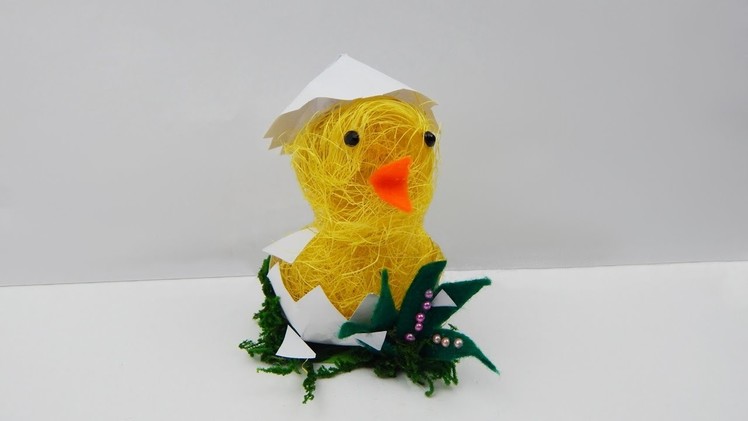 Easter decoration sisal chick in an egg DIY Easter deco chicken papercraft duck